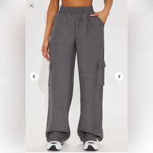 Fashion Nova Charcoal Wide Leg Cargo Pants